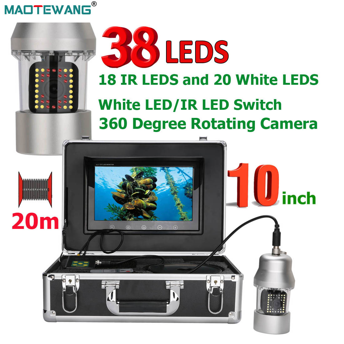 Fish Finder Cable - Maotewang Onderwater Vissen Videocamera 10 Inch
