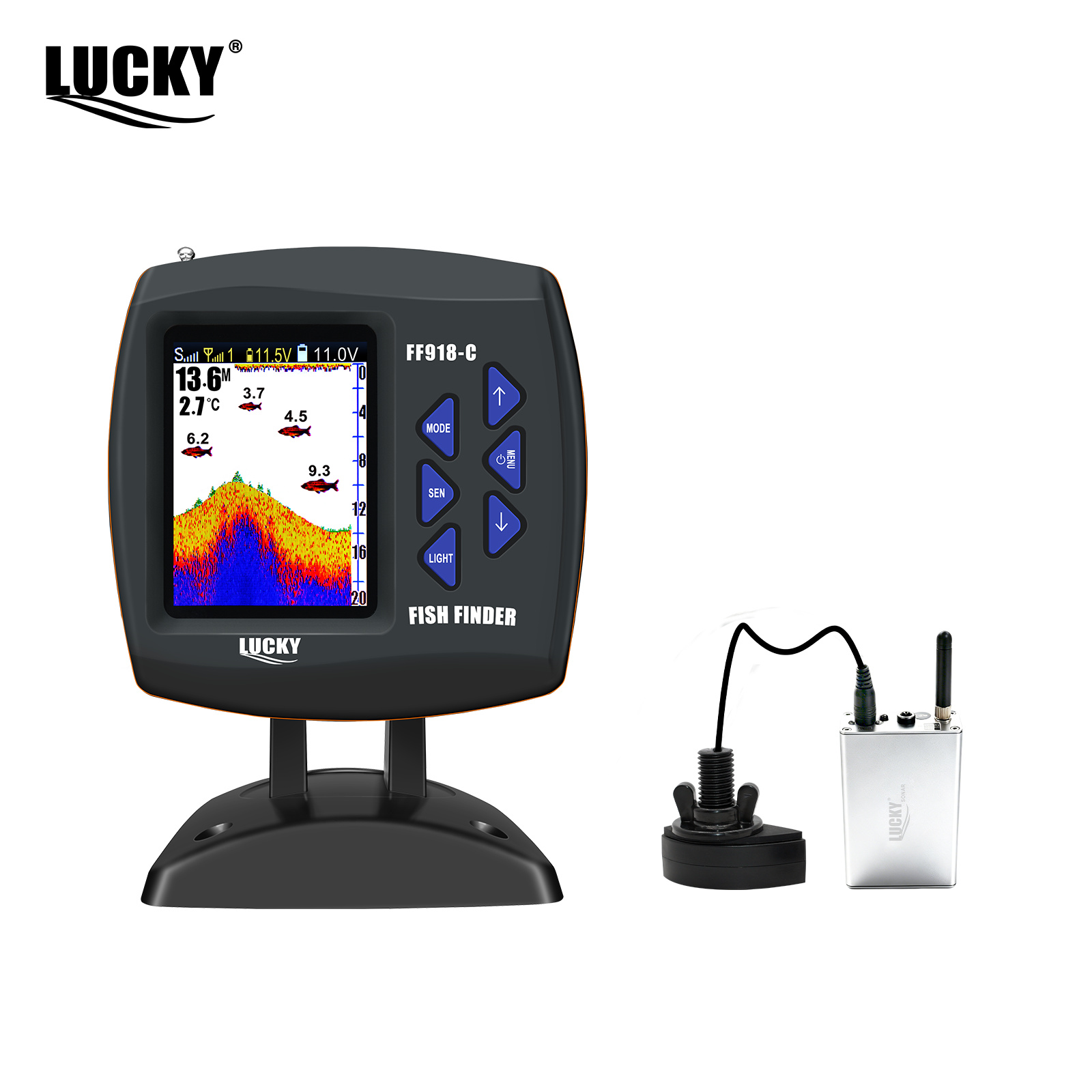 Fish Finder Transducer - Lucky FF918 draadloze afstandsbediening boot viszoeker