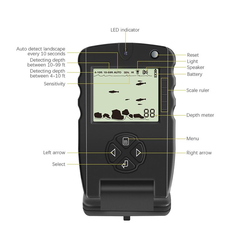 Nieuwe draagbare viszoeker, ij - Fish Finder Transducer recensie en prijs