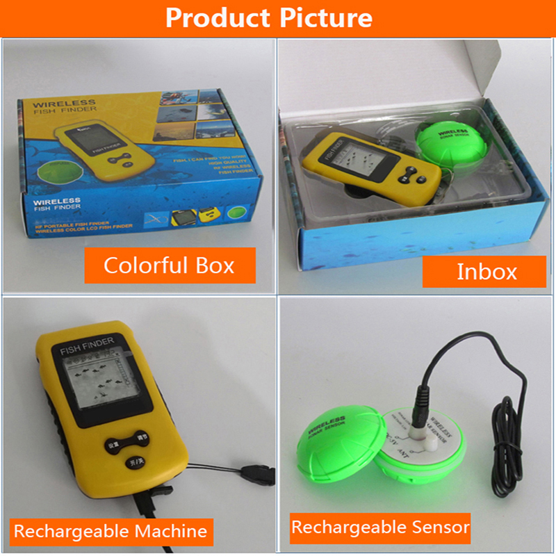 Gloednieuwe kleurrijke draadlo - Fish Finder Transducer recensie en prijs