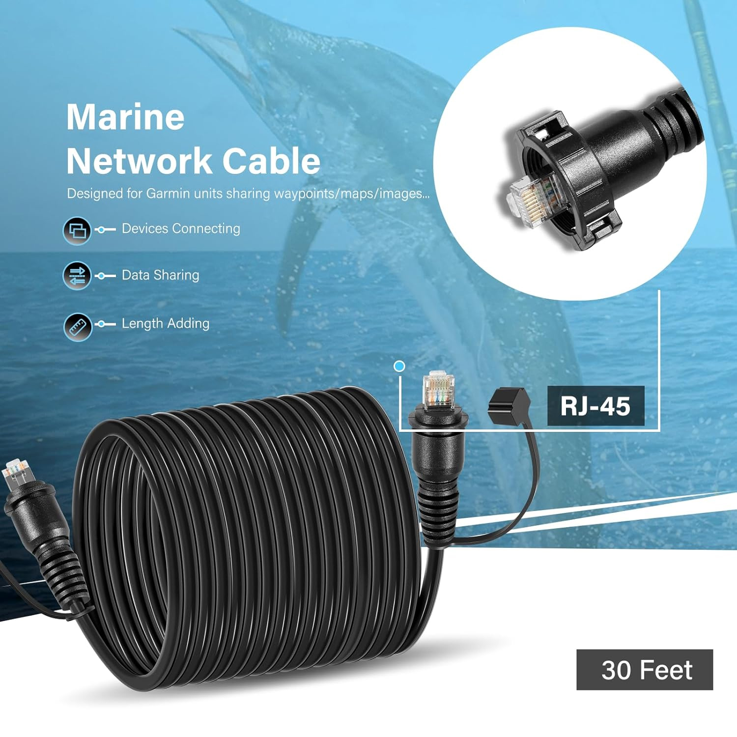 30 voet maritieme netwerkkabel - Fish Finder Cable recensie en prijs
